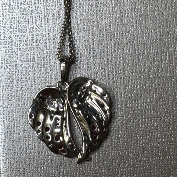 Chuck clemency Ruby & white zircon angel wing pendant - Picture 5 of 7